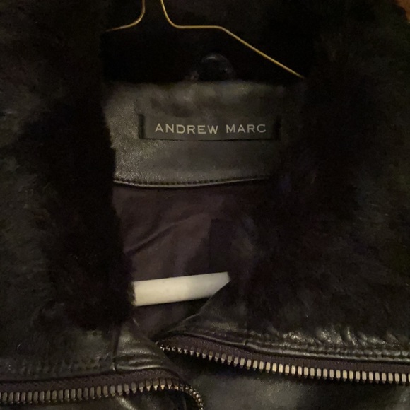 Andrew Marc biker jacket. Rabbit fur collar and wrists. Great fit. - Picture 2 of 4